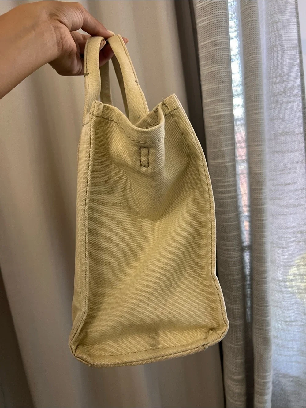 Marc Jacobs Men’s Beige Canvas Tote Bag with Black Strap